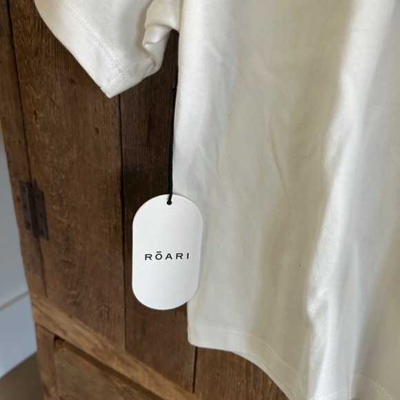 NEW NWT ROARI COLOR BLOCK BLACK WHITE CROPPED DANNY TOP SHIRT NYC S/M - Picture 5 of 7